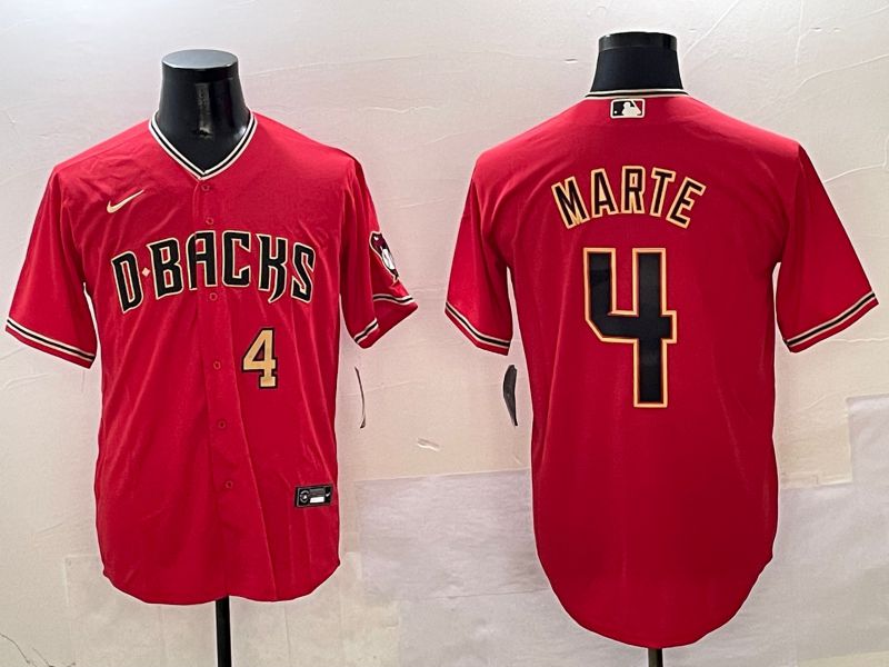 Men Arizona Diamondback #4 Marte Red Game 2025 Nike MLB Jersey style 3